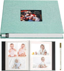 Spbapr Large Photo Album Self Adhesive 3x5 4x6 5x7 8x10 Pictures Magnetic Scrapbook 40 Blank Pages Linen Cover DIY Album with A Metal Pen Turquoise by TinyTreasures Baby Boutique