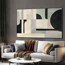 SIGNWIN 46"x72" Extra Large Framed Wall Art Modern Neutral Abstract Geometric in Black and Beige, Clean Minimalist Design for Home Living Room Bedroom Decor (Frame Assembly Required) by CozyNest Decor