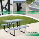 4FT Metal Picnic Tables for Outdoors, Commercial Rectangular Picnic Table and Bench Set for Outside, Patio, Garden, Backyard, Porch, Surface Mount, Grey by GreenHaven Gardens