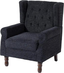 UIXE High Back Accent Chairs Set of 2, Upholstered Armchair in Fabric, Retro Wingback Arm Chair for Living Room, Comfy Single Sofa Bedroom Reading Seat with Solid Wood Legs - Black Blue by CozyNest Decor