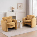 Chenille Accent Armchair Oversize Upholstered Barrel Comfy Modern Round Lounge Sofa Chair with Pillow Cozy Reading Chairs for Apartment,Office,Living Room,Dining,Makeup,Club,Yellow 2SET by CozyNest Decor