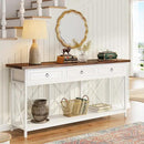 Tribesigns 70.8" Console Table with 3 Drawers, Farmhouse Entryway Table with Storage Shelf, Narrow Long Sofa Foyer Table for Entryway, Hallway (White/Brown) by CozyNest Decor
