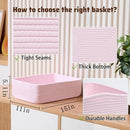 Large Shallow Organizing Baskets 15x11x5.1 Inches - Rope Woven Storage Bins for Bathroom, Shelves, Cube Closet, Light Pink 2 Packs by CozyNest Decor