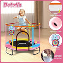 Pink Indoor Trampoline for Kids 2-5, 5ft Mini Indoor & Outdoor Small Toddler Trampoline with Net and Basketball Hoop by TinyTreasures Baby Boutique