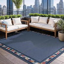 Beverly Rug Outdoor Rug 9x12 Modern Bordered Large Area Rugs for Indoor and Outdoor Patio Easy to Clean Non Shedding Living Room Porch Garden Washable Outside Carpet (9 x 12 Blue) by CozyNest Decor