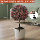 Fall Artificial Boxwood Topiary Ball Tree Bushes with Ground Spike, Set of 2 Outdoor Faux Shrub Topiary Ball, 24" UV Resistant Fake Boxwood Plants for Potted Planter,Indoor,Autumn by GreenHaven Gardens