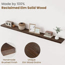 Floating Shelves for Wall Decor, 8 Inch Deep Rustic Solid Elm Wood Floating Shelves Wall Mounted, Wall Shelves with Invisible Bracket for Living Room Bathroom Bedroom Kitchen, 72 Inch Set of 1, Walnut by CozyNest Decor