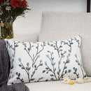 YOUR SMILE Classical Embroidery Jacquard Farmhouse Oblong Rectangle Chenille Teal Leaf Decorative Throw Pillow Case,12x20 inch by CozyNest Decor