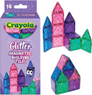 CreateOn Crayola Magnetic Tiles, Building Set for Kids, Magnetic Toys for Kids, Travel Toys, Classroom Sensory Toy Blocks, STEM & Montessori Tools for Boys & Girls Ages 3+, 14-Piece Set (Glitter) by TinyTreasures Baby Boutique