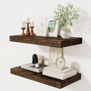 12 Inch Deep Floating Shelves, 24 x 12 Floating Shelf for Books, Rustic Wood Deep Wall Shelves for Home Storage & Display, 2" Thicked Shelves for Kitchen, Living Room, Bedroom, Rustic Brown, 2 Pack by CozyNest Decor