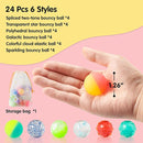 JOYIN 24 PCS Multistyle Bouncy Balls, 6 Styles 32mm Assorted Bouncy Balls Bulk with Storage Bag, Bounce Toys for Kids Party Favors Birthdays Gifts Goodie Bags Stuffers Carnival Prizes by TinyTreasures Baby Boutique