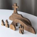 NEROSUN Empty Tomb Easter Scene and Cross Decoration, Wooden Easter Resurrection Scene Cross Jesus Tomb Tray Set, Jesus Nativity Scene Decor for Religious Home Office Tabletop Christian Gifts by CozyNest Decor