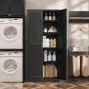 Kitchen Pantry Cabinet,71”Black Metal Pantry Storage Cabinet with Doors and 4 Adjustable Shelves,Kitchen Cabinet with 2 Gold Handles,Tall Cabinet for Livingroom,Pantry, Bathroom by CozyNest Decor