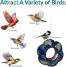 Sunnydaze 10-Inch Glass Mosaic Hanging Bird Feeder for Outdoors - Fly-Through Wild Bird Feeder - Indigo Flower Mosaic by GreenHaven Gardens