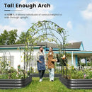 KING BIRD Raised Garden Bed with Arched Trellis Galvanized Planter Garden Box Outdoor for Gardening, Climbing Vegetables, Flowers 7.87x3.94x0.98 Ft 2PCS, Dark Grey by GreenHaven Gardens