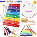 LOOIKOOS Baby Musical Instruments Montessori Wooden Toys for Toddlers 1-3,Percussion Instruments Set for Kids Preschool Educational Musical Toys for Boys and Girls Gifts by TinyTreasures Baby Boutique