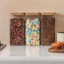64oz Rectangle Airtight Glass Storage Containers with Bamboo Lids (Set of 4), Square Food Storage Jar, Pantry Organizers for Cereal, Flour, Pasta and Coffee beans (‎with Black Lable) by CozyNest Decor