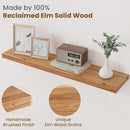 Floating Shelves for Wall Decor, 8" Deep Rustic Solid Elm Wood Floating Shelves Wall Mounted, Wall Shelves with Invisible Bracket for Living Room Bathroom Bedroom Kitchen, 36 Inch Set of 2, Natural by CozyNest Decor