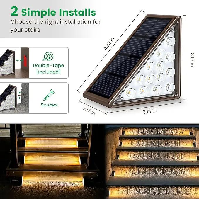 Solar Step Lights for Outside,12pack Solar Stair Lights Outdoor Waterproof IP67,Outdoor Deck Step Lights,Solar Outdoor Lights for Staircase,Patio,Front Step(Warm Brown), photo 4 of 6