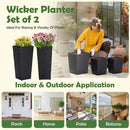 IDZO Wicker All-Weather Planter Set with Liners Tall Plant Decor Box for Outdoors Patio Herb Garden Furnishings - Rectangular Mocha by CozyNest Decor