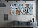 Arjun Abstract Wall Art Geometric Canvas Circle Painting Modern Grey Brown Picture Simple Artwork Framed for Bedroom Living Room Bathroom Home Office Wall Décor, Large Size 48"x24" by CozyNest Decor