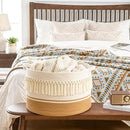 KAKAMAY Large Blanket Basket (20"x13"),Woven Baskets for storage Baby Laundry Hamper, Cotton Rope Blanket Basket for Living Room, Laundry, Nursery, Pillows, Baby Toy chest (White Fringe) by GreenHaven Gardens
