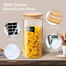Extra Large Glass Flour and Sugar Storage Containers with Airtight lid,105 floz x1 & 48 floz x1 [Set of 2] Big Glass Jars with Bamboo Lids, Air Tight Food Jar for Cereal, Pasta, Rice, Coffee by CozyNest Decor