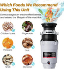 1/2 HP Garbage Disposals, TECASA Continuous Feed, Stainless Steel Food Waste Grinding System for Kitchen Sink Food Waste, Power Cord Included, UL Certified - HyperCrush 50 by CozyNest Decor