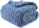 YnM Chunky Throw Blanket, Medium-Weight, Hand Knitted with Chenille Yarn, Skin Friendly, Ventilated and Breathable, Machine Washable, Home Décor Piece for Couch Sofa and Bed (Chambray Blue 60x80 Inch) by CozyNest Decor