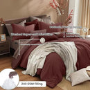 Monbix California King Comforter Set - 7 Pieces Cationic Dyeing Dark Red Bed in a Bag Cal King Bedding Sets with Comforter, Sheets, Pillowcases & Shams, Reversible Bedding Comforters Sets (108 * 92) by CozyNest Decor