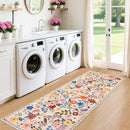 Runner Rug for Entryway: 2x10 Kitchen Rugs Non Slip Washable Ultra-Thin Soft Floral Carpet Indoor Floor Stain Resistant Carpets for Hallway Bedroom Kitchen Laundry Bathroom Dorm Beige by TinyTreasures Baby Boutique
