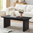 Rectangular Fluted Coffee Table, Farmhouse Wood Coffee Table Mid Century Modern Center Table Boho Living Room Tables for Living Room Office (Black, 19.69" D x 43.3" W x 17.72" H) by CozyNest Decor