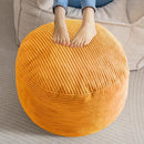 HIGOGOGO Round Stuffed Pouf Ottoman, Corduroy Poufs with Foam Chunk Filling, Furry and Fluffy Pouf Foot Stool Storage Ottoman, 20 X 15 Floor Poufs Foot Rest for Living Room, Orange