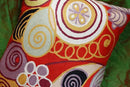 Hilma Al Klint Red Pillow Cover Modern Red Pillowcase Abstract Chair Cushion Accent Throw Pillowsham Mid Century Chair Cushions Hand Embroidered Wool Size 18x18 by CozyNest Decor