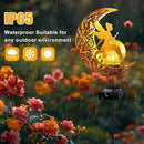 YJFWAL 2 Pack Garden Solar Lights Pathway Stake Lights Moon Fairy Glass Globe with Angel Decor, Gardening Birthday Gift for Mom Grandma Friends, Outdoor Decor Light Waterproof for Walkway, Yard, Patio by CozyNest Decor