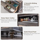 T4TREAM 24'' Farmhouse End Table w/4 Solid Wood Feet, Large 2 Drawers Wide Sofa Side Table with Charging Station, Tall Rustic Wood Square Nightstand for Living Room, Bedroom, Office, Dark Rustic Oak by CozyNest Decor