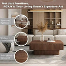 Lift Coffee Table with Storage & Adjustable Height, Solid Wood Coffee Table Fluted Center Table Accent Tea Table or Living Room, Apartment, Office (38.6" Walnut) by CozyNest Decor