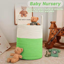 Large Woven Laundry Basket Hamper,60L Cotton Rope Storage Bin for Blankets,Toys and Clothes,Decorative Tall Nursery Hamper for Living Room,Baby Nursery,Bathroom and Bedroom,Light Green by CozyNest Decor