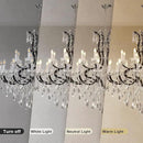 Large Black Crystal Chandelier Light Fixtures, 24 Lights Modern Crystal Chandeliers for Hotel, Lobby, Foyer, Entryway Hall, Staircase High Ceiling 50'' Chandelier 2 Layers by CozyNest Decor