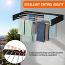 FOCHIER F Laundry Drying Rack Wall Mounted Clothes Drying Rack Collapsible with 5 Aluminum Rods and Drilling Template Long Screwdriver Bit 60 lbs Capacity (Black, 40") by CozyNest Decor