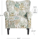 BELLEZE Modern Accent Chair for Living Room, High Back Linen Armchair with Wooden Legs, Upholstered Wingback Side Chair Padded Armrest Single Sofa for Living Room, Bedroom - Allston (Green Coral) by CozyNest Decor