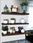 Wood Floating Shelves for Wall Decor, Rustic Wall Shelves for Bedroom Bathroom Kitchen Living Room, Set of 4 Walnut 24 Inch by CozyNest Decor