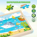 Puzzles for Kids Ages 4-6, 6 Packs 60 Pcs Wooden Jigsaw Puzzles for Kids Ages 6-8, Preschool Educational Vehicle Toys Gifts for 3 4 5 6 7 8 Boys Girls by TinyTreasures Baby Boutique