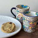 Encantada Handmade Hand-Painted Authentic Mexican Pottery Mugs (Multi Blue Green) by CozyNest Decor