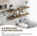 55 Inch Floating Shelves, 12 Inch Deep Floating Shelves for Wall, Floating Shelf with Invisible Brackets, Deep Shelves for Bathroom, Bedroom, Living Room, 1 Pack, Brown by CozyNest Decor
