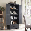 72" Tall Wood Storage Cabinet, Farmhouse Kitchen Pantry Cabinet with Adjustable Shelves & Drawer & Barn Doors, Versatile Storage for Kitchen, Dining Room, Bathroom, Black by CozyNest Decor