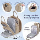 RUVALINO Diaper Bag Backpack-Multifunction Baby Travel Bag with Changing pad, Insulated Bottle Holders & Pacifier Case, Large Capacity, Waterproof, Clay by TinyTreasures Baby Boutique