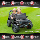24V 2 Seater Ride On Truck with Remote Control 4WD Electric Car for Kids Ride On Car Battery Powered Ride On Toy Car with Music Player, LED Lights, Bluetooth, Rear Shock Absorber, Black by TinyTreasures Baby Boutique