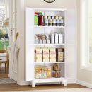 Metal Pantry Cabinet, Kitchen Pantry Storage Cabinets with 2 Door and 3 Adjustable Shelves, White Kitchen Pantry Cabinet, Freestanding Cupboard for Dining Room Living Room Bathroom by CozyNest Decor