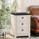 Farmhouse Night Stand Set of 2, 18" End Table with 3 Drawer Metal Handle, Dresser for Bedroom, Sofa Bed Side Table Chest of Drawers,Wood Nightstand Cabinet for Organizer, Living Room-White by CozyNest Decor